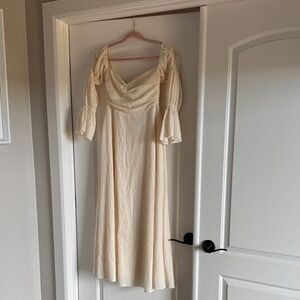 NWT Worth Collective Cream Puff-Sleeve Midi Dress - S